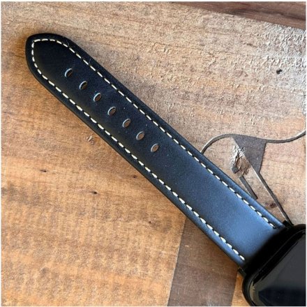 Czarny pasek przedłużany 26 mm skórzany XL DILOY 377EA.26.01 + GRATIS dwa teleskopy i narzędzie