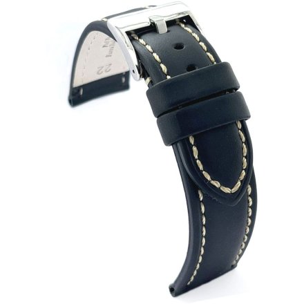 Czarny pasek przedłużany 26 mm skórzany XL DILOY 377EA.26.01 + GRATIS dwa teleskopy i narzędzie