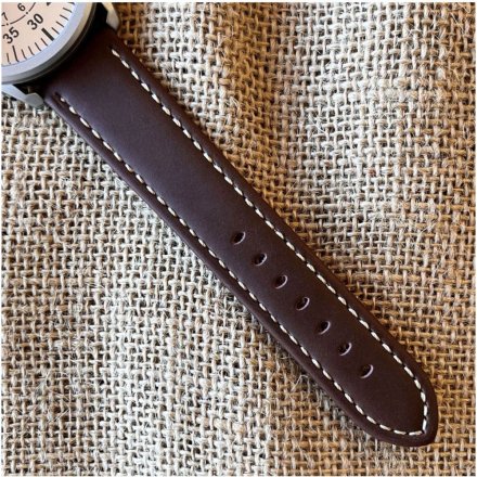 Brązowy pasek przedłużany 26 mm skórzany XL DILOY 377EA.26.02 + GRATIS dwa teleskopy i narzędzie