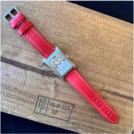 Czerwony pasek przedłużany 26 mm skórzany XL DILOY 377EA.26.06 + GRATIS dwa teleskopy i narzędzie