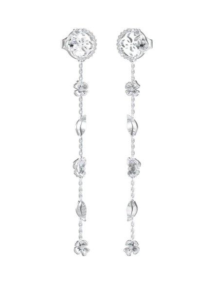 Guess 4 LOVE srebrne kolczyki wiszące z kryształami JUBE05040JW
