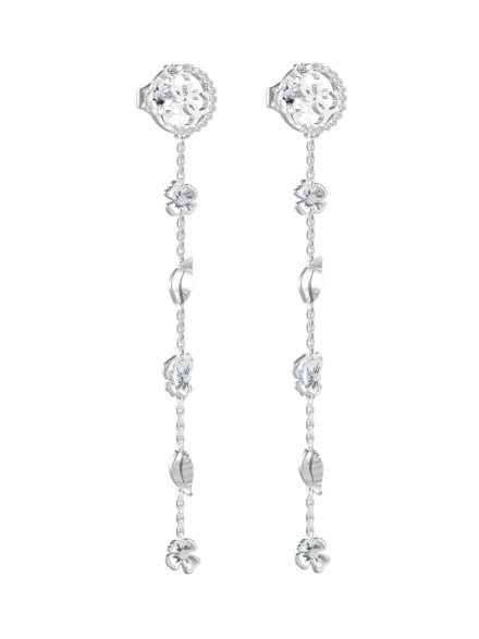 Guess 4 LOVE srebrne kolczyki wiszące z kryształami JUBE05040JW