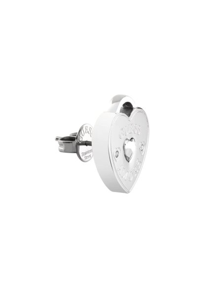 Guess Amore srebrne kolczyki serca kłódki JUBE05058JW