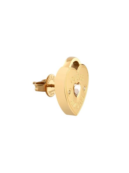 Guess Amore złote kolczyki serca kłódki JUBE05058JW