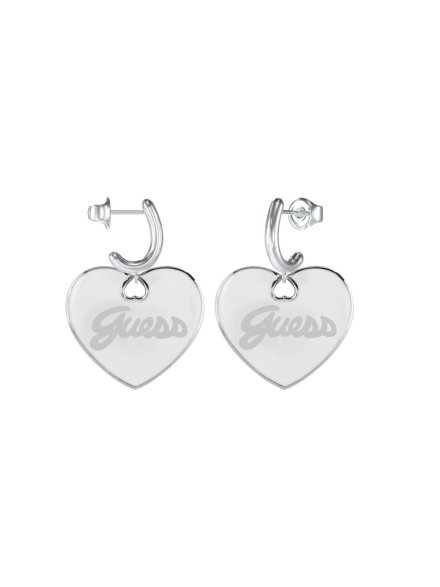 Guess Vintage srebrne kolczyki wiszące serca JUBE05150JW