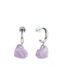 Guess Vintage srebrne kolczyki wiszące serca liliowe JUBE05151JW