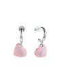 Guess Vintage srebrne kolczyki wiszące serca różowe JUBE05151JW
