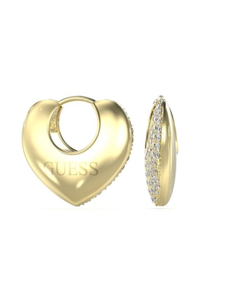 Guess CRAZY IN LOVE złote kolczyki serca retro vintage JUBE05207JW