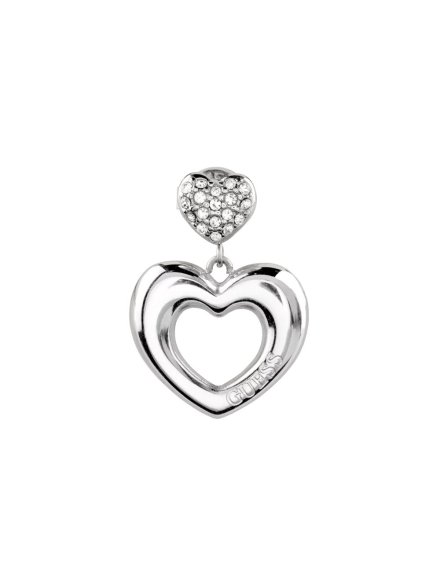 Guess CRAZY IN LOVE srebrne kolczyki serduszka JUBE05209JW