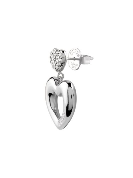Guess CRAZY IN LOVE srebrne kolczyki serduszka JUBE05209JW