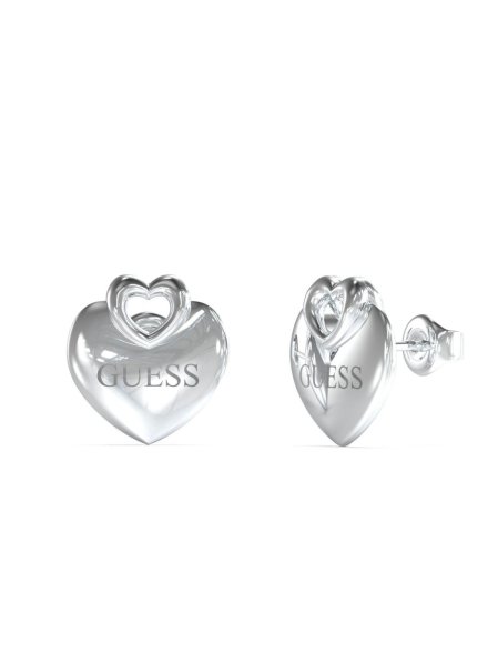 Guess CRAZY IN LOVE srebrne kolczyki serca JUBE05218JW