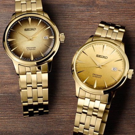 Seiko Presage SRPK46J1 elegancki zegarek automatyczny złoty