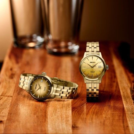 Seiko Presage SRPK46J1 elegancki zegarek automatyczny złoty