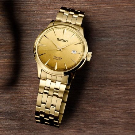 Seiko Presage SRPK46J1 elegancki zegarek automatyczny złoty