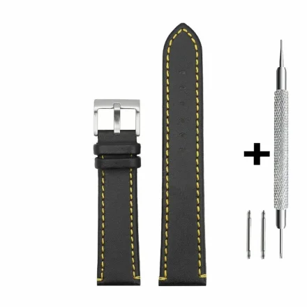 Czarny pasek 14 mm skórzany DILOY P372.14.1.22.10 + GRATIS dwa teleskopy i narzędzie