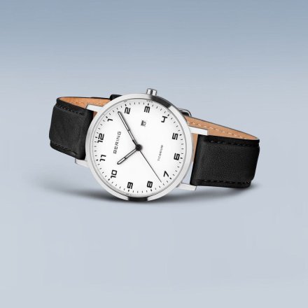 Bering Titanium srebrny zegarek damski na pasku 1863-404 z datownikiem
