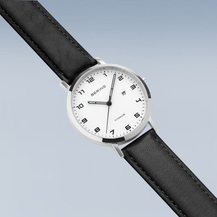 Bering Titanium srebrny zegarek damski na pasku 1863-404 z datownikiem