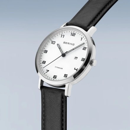 Bering Titanium srebrny zegarek damski na pasku 1863-404 z datownikiem