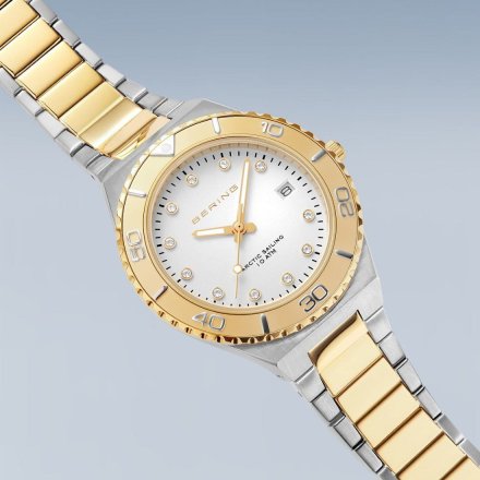 Bering Classic zegarek damski 18936-710 srebrno-złoty z datownikiem