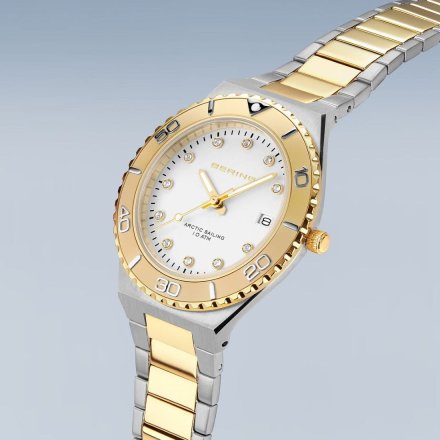Bering Classic zegarek damski 18936-710 srebrno-złoty z datownikiem