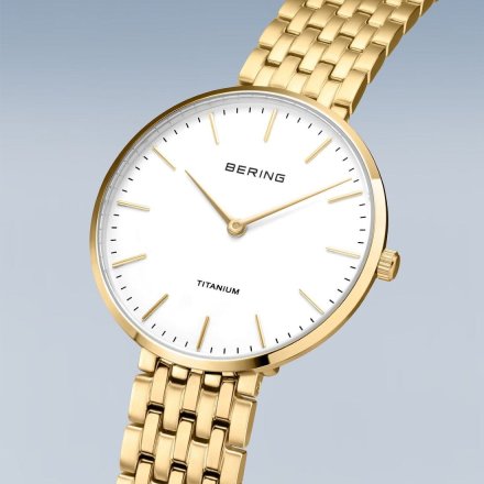 Bering Titanium złoty 19334-334 klasyczny zegarek damski na bransolecie