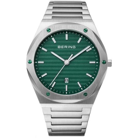 Zegarek Bering Classic 19742-708 męski srebrny z zieloną tarczą