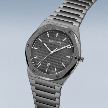 Zegarek Bering Classic 19742-777 męski grafitowy z datownikiem