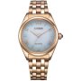 Citizen Eco-Drive Zegarek Damski różowozłoty z niebieską tarczą EM1143-81X