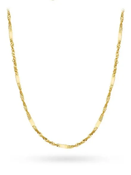 Łańcuszek złoty 42 cm splot singapure z blaszką • Złoto 585 0.88 g