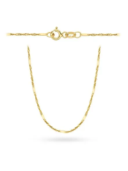 Łańcuszek złoty 42 cm splot singapure z blaszką • Złoto 585 0.88 g