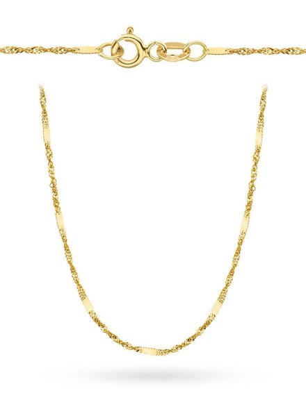 Łańcuszek złoty 42 cm splot singapure z blaszką • Złoto 585 1.44 g