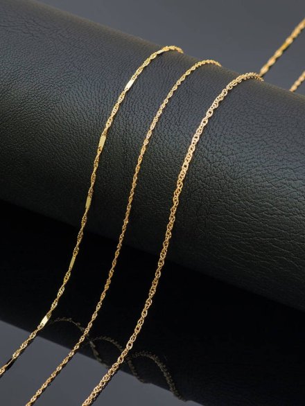 Łańcuszek złoty 45 cm splot singapure podwójnie skręcony diamentowany • Złoto 585 0.83 g