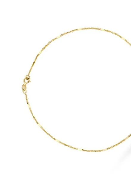 Bransoletka złota na nogę splot singapure z blaszką • Złoto 585 0.58 g