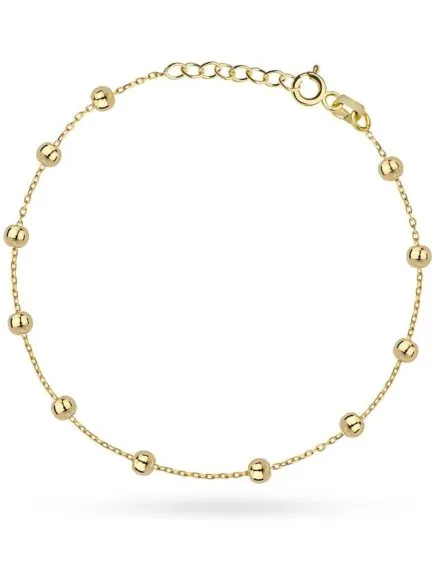 Bransoletka złota delikatne gładkie kuleczki • Złoto 585 0.88 g