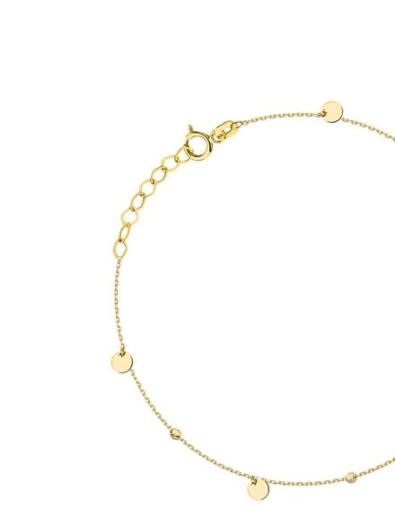 Bransoletka złota pełne kółka i diamentowane kulki • Złoto 585 0.87 g