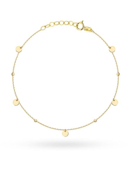 Bransoletka złota pełne kółka i diamentowane kulki • Złoto 585 0.87 g