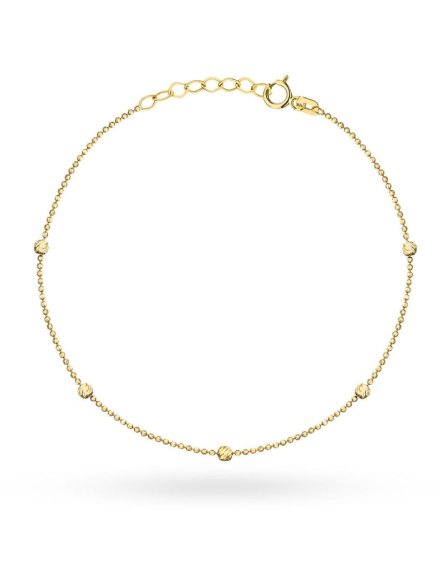 Bransoletka złota kulkowa i diamentowane kulki • Złoto 585 1.06 g