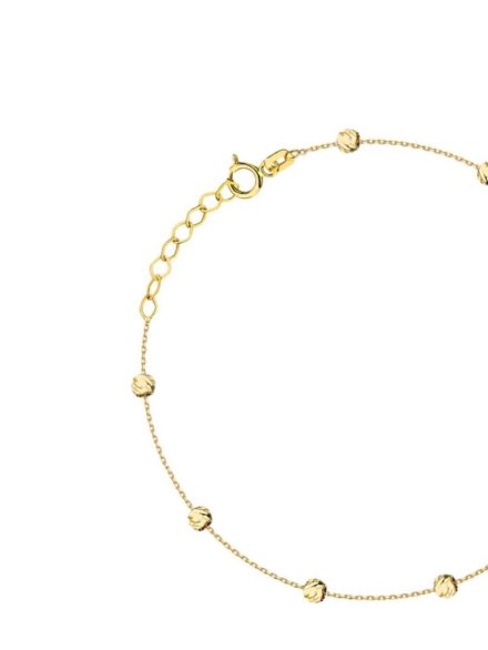 Bransoletka złota trójwymiarowa koniczynka i diamentowane kulki • Złoto 585 0.98 g