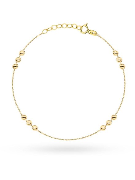 Bransoletka złota potrójne gładkie kuleczki • Złoto 585 0.89 g