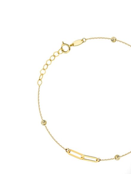 Bransoletka złota podwójne ogniwa i diamentowane kulki • Złoto 585 1.20 g