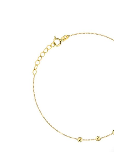 Bransoletka złota z centralną gładką kulką i diamentowanymi kuleczkami • Złoto 585 0.78 g