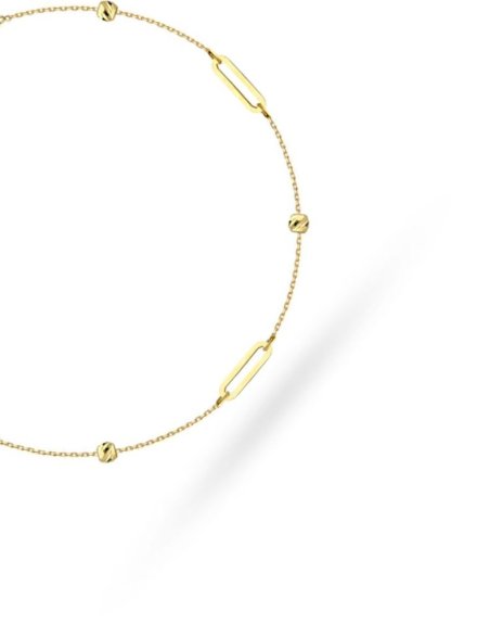 Bransoletka złota diamentowane kuleczki i długie ogniwa • Złoto 585 0.95 g