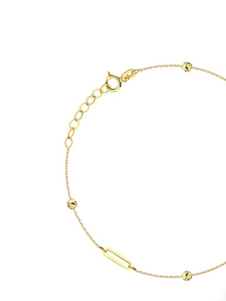 Bransoletka złota diamentowane kuleczki i długie ogniwa • Złoto 585 0.95 g