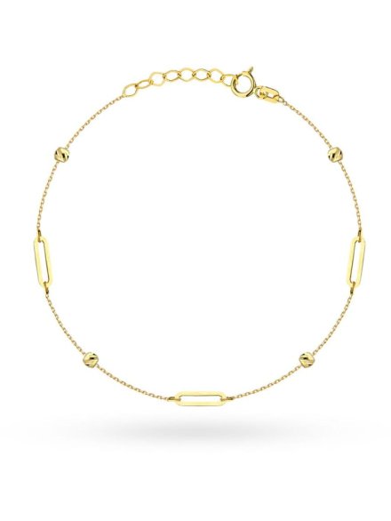 Bransoletka złota diamentowane kuleczki i długie ogniwa • Złoto 585 0.95 g
