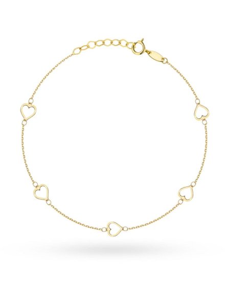 Bransoletka złota kontury serc • Złoto 585 0.87 g