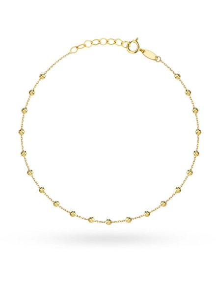 Bransoletka złota z diamentowanymi kulkami • Złoto 585 1.75 g