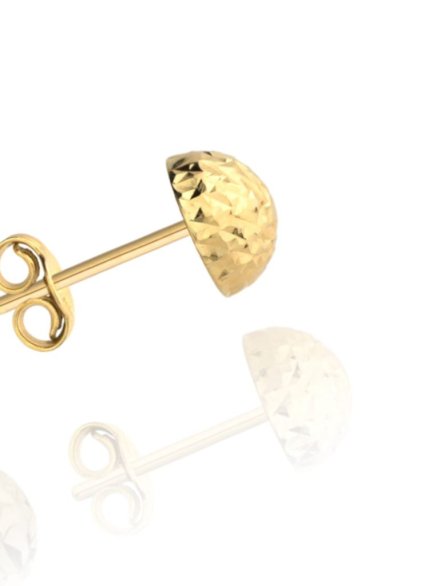 Kolczyki pół kulki śr. 8 mm na sztyfcie diamentowane super lekkie • Złoto 585 0.80 g