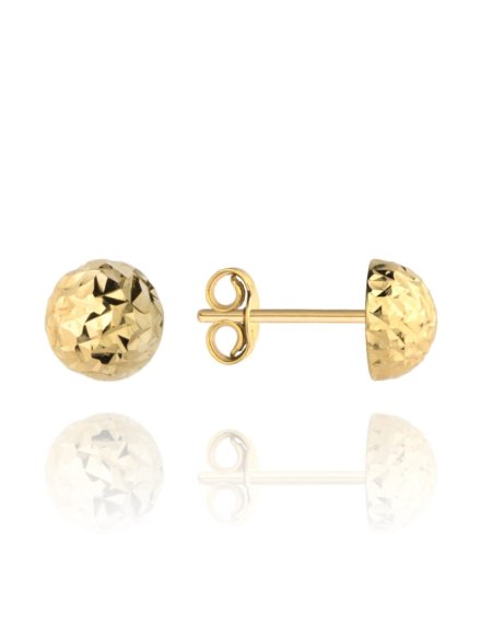 Kolczyki pół kulki śr. 8 mm na sztyfcie diamentowane super lekkie • Złoto 585 0.82 g