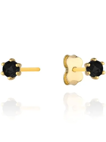 Kolczyki złote z czarną cyrkonią • Złoto 585 0.71 g