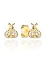 Kolczyki złote biedronka wysadzana cyrkoniami • Złoto 585 0.72 g